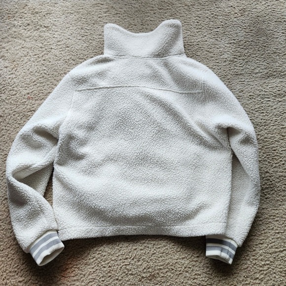 Cleo + Wolf Sherpa Jacket Small White Bomber Crop Collared Snap Button Women's S - Picture 3 of 7